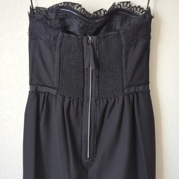 Rebecca Taylor Bustier Dress Womens 4 Black Nude Lace Mini Strapless Wool Corset - Picture 3 of 9